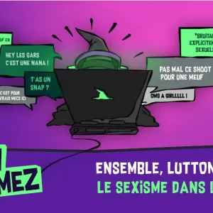 "un personnage derrière un écran est insulté en plein jeu video. WitchGamez - ensemble, luttons contre le sexisme dans les jeux videos"