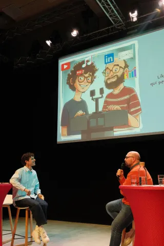 Elio Acar et Xavier Degraux lors de la soirée du 25 septembre 2024 au Click " Campagnes électorales sur les réseaux : nouvelles zones d'influence ?"